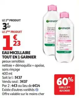 Auchan Eau micellaire tout en 1 garnier offre