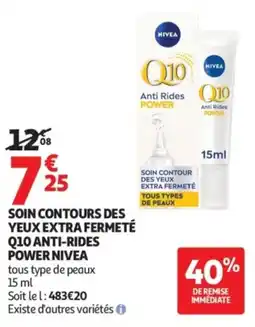 Auchan Soin contours des yeux extra fermeté q10 anti-rides power nivea offre