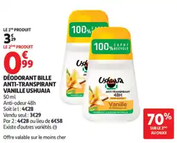 Auchan Déodorant bille anti-transpirant vanille ushuaia offre