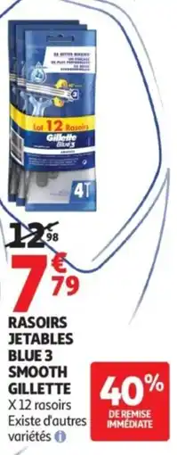 Auchan Rasoirs jetables blue 3 smooth gillette offre