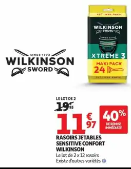 Auchan Rasoirs jetables sensitive confort wilkinson offre