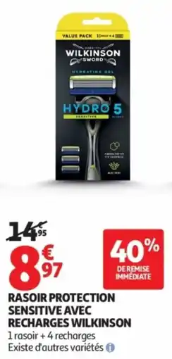 Auchan Rasoir protection sensitive avec recharges wilkinson offre