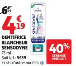 Auchan Dentifrice blancheur sensodyne offre