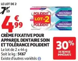 Auchan Crème fixative pour appareil dentaire soin et tolerance polident offre