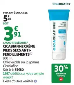 Auchan Cicabiafine crème pieds secs anti- fendillements offre
