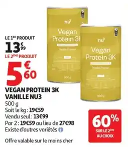 Auchan VEGAN PROTEIN 3K VANILLE NU3 offre