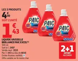 Auchan Liquide vaisselle brillance paic excel offre