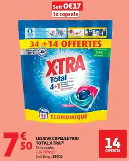 Auchan Lessive capsule trio total xtra offre