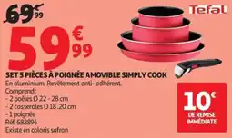 Auchan Set 5 pièces à poignée amovible simply cook offre