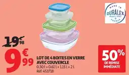 Auchan Lot de 4 boites en verre avec couvercle offre
