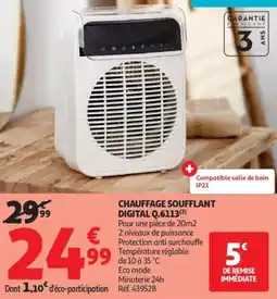 Auchan Chauffage soufflant digital q.6113 offre