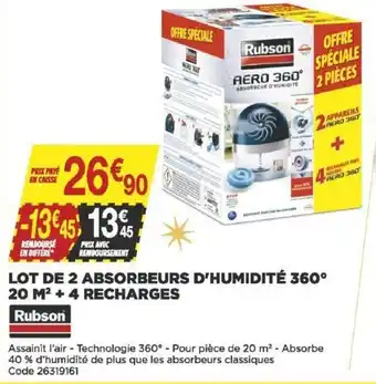 Bricomarché Lot de 2 Absorbeurs d'Humidité 360° offre