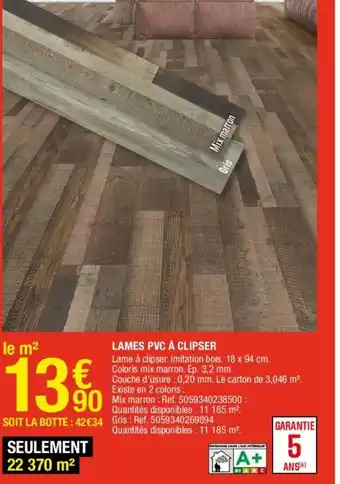 Brico Dépôt Lames PVC à Clipser offre