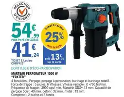E.Leclerc Marteau Perforateur 1500 W FOXTER offre