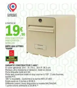 E.Leclerc BOÎTE AUX LETTRES FAVOR offre