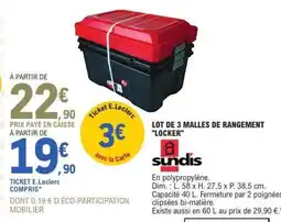 E.Leclerc LOT DE 3 MALLES DE RANGEMENT LOCKER offre