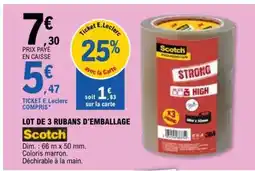 E.Leclerc Lot de 3 Rubans d'Emballage Scotch offre