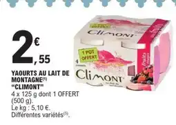 E.Leclerc YAOURTS AU LAIT DE MONTAGNE 'CLIMONT' offre