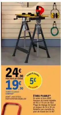 E.Leclerc ÉTABLI PLIABLE offre