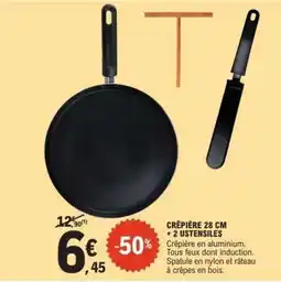 E.Leclerc CRÊPIÈRE 28 CM + 2 USTENSILES offre