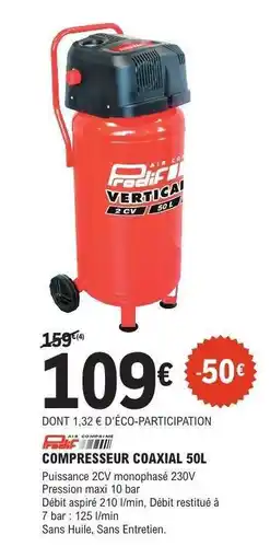 E.Leclerc COMPRESSEUR COAXIAL 50L offre