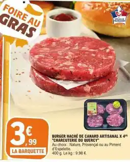 E.Leclerc BURGER HACHÉ DE CANARD ARTISANAL X 4 offre