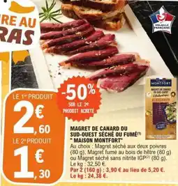 E.Leclerc MAGRET DE CANARD DU SUD-OUEST SÉCHÉ OU FUMÉ MAISON MONTFORT offre