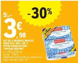 E.Leclerc Lot de 2 Beurres Moulés Doux 82% Mat. Gr offre