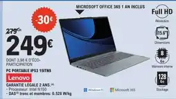E.Leclerc Lenovo PC Portable IPS3 15ITN9 offre