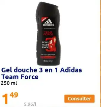 Gel douche 3 en 1 Adidas Team Force