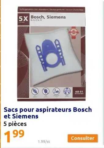 Action Sacs pour aspirateurs Bosch et Siemens offre