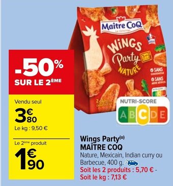 Carrefour Market Wings Party Maître Coq offre