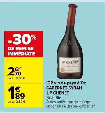 Carrefour Market IGP vin de pays d'Oc Cabernet-Syrah offre