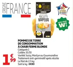 Auchan Pommes de terre à chair ferme blonde offre