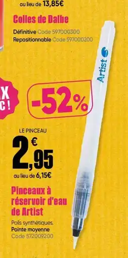 Dalbe Pinceaux à réservoir d'eau de Artist offre