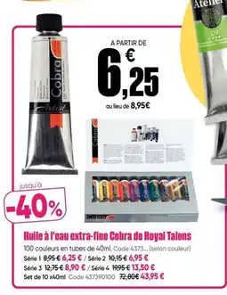 Dalbe Huile à l'eau extra-fine Cobra de Royal Talens offre