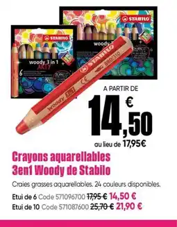 Dalbe Crayons aquarellables 3en1 Woody de Stabilo offre