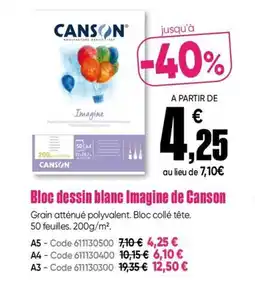 Dalbe Bloc dessin blanc Imagine de Canson offre