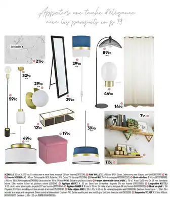 Bricorama Acerola, Plaid Brillo, Coussin Rossella, Fauteuil Nat, Miroir Rotin Fleur, Parquet Controcollé Chêne Ambré, Applique Velvet, offre