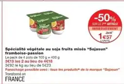 Monop' SOJASUN Spécialité végétale au soja fruits mixés framboise-passion offre