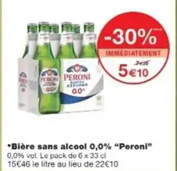 Monop' PERONI Bière sans alcool 0,0% offre