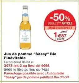 Monop' SASSY Jus de pomme Bio l'inévitable offre