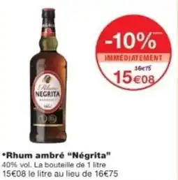 Monop' NÉGRITA Rhum ambré offre