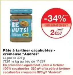 Monop' ANDROS Pâte à tartiner cacahuètes - crémeuse offre
