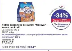 Monop' CORAYA Petits bâtonnets de surimi sauce cocktail offre