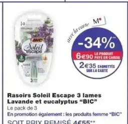 Monop' BIC Rasoirs Soleil Escape 3 lames Lavande et eucalyptus offre