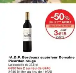 Monop' A.O.P. Bordeaux supérieur Domaine Picardan rouge offre