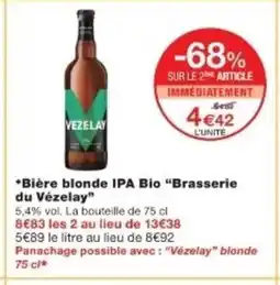 Monop' BRASSERIE DU VÉZELAY Bière blonde IPA Bio offre