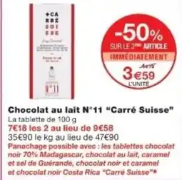 Monop' CARRÉ SUISSE Chocolat au lait N°11 offre