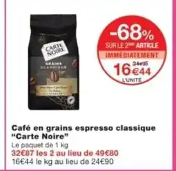 Monop' CARTE NOIRE Café en grains espresso classique offre